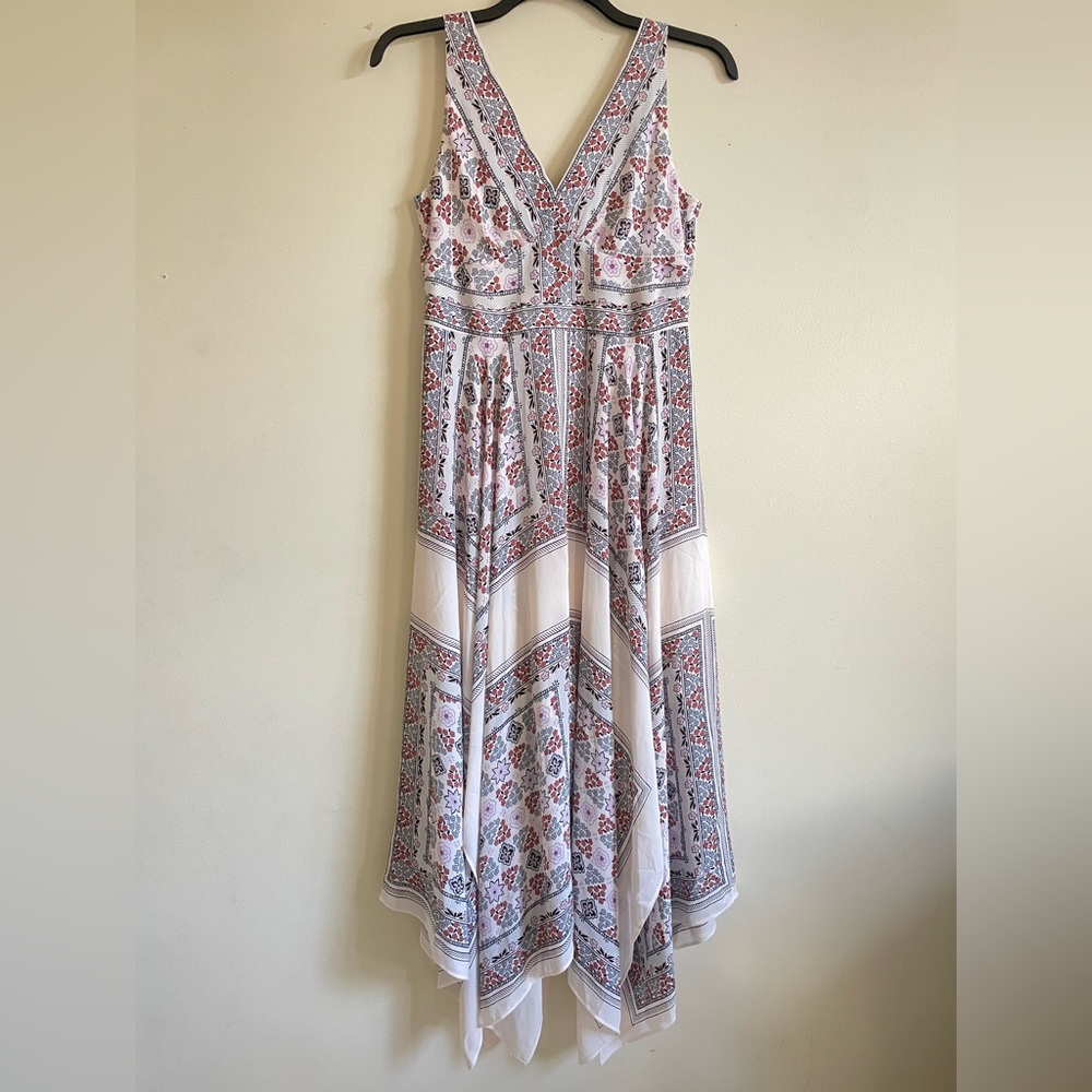 Ann Taylor Scarf Maxi Floral Asymmetrical Hem Dress Size 6